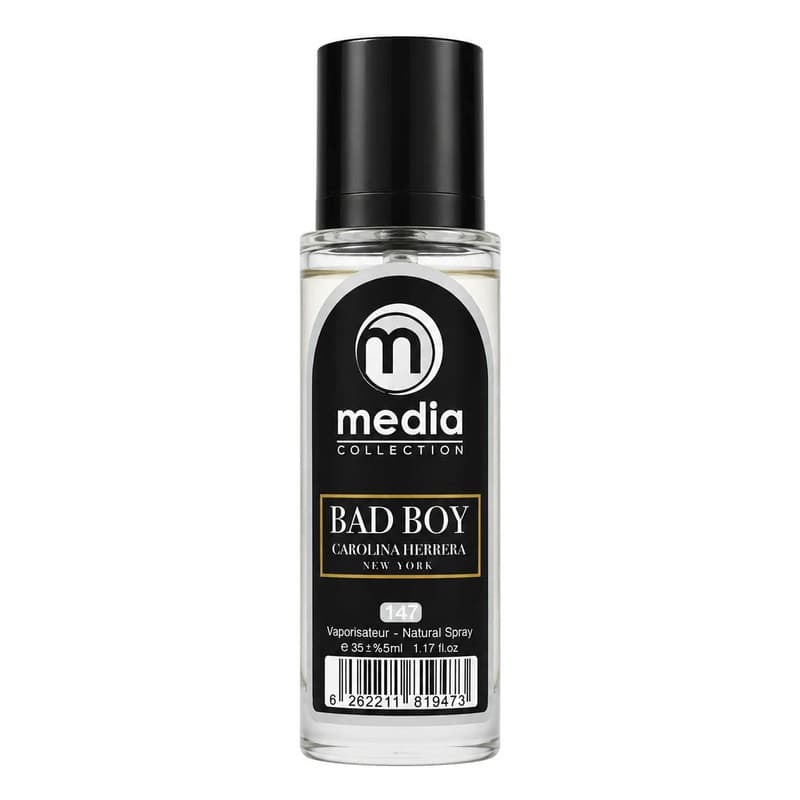 عطر جیبی مردانه مدیا مدل BAD BOY با رایحه گرم و شیرین حجم 35 میلی‌لیتر