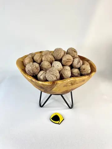 ظرف آجیل خوری دفرمه پایه فلزی چوب عود