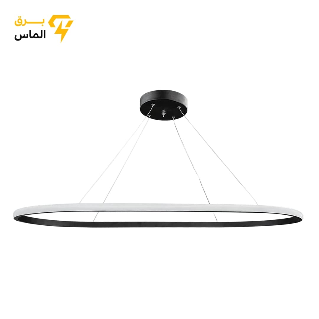 لوستر مدرن بالا کانتری مدل بیضی مشکی 95*40 60وات 3 حالته — تصویر ۳