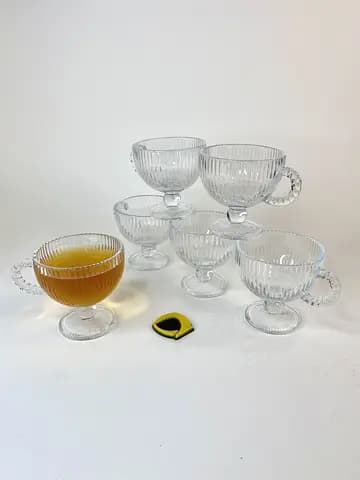 استکان بلور پایه دار لبه ساده شیاردار 6 عددی
