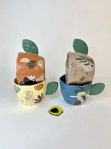 ماگ سرامیکی دسته برگ — تصویر ۲