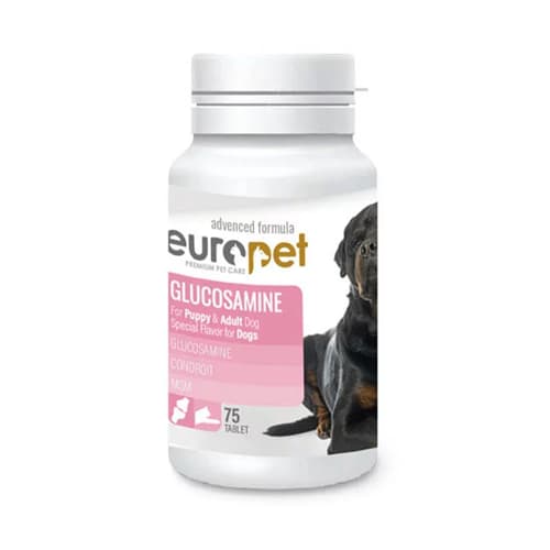 قرص مکمل گلوکزامین سگ یوروپت Europet glucosamine تعداد 75 عدد