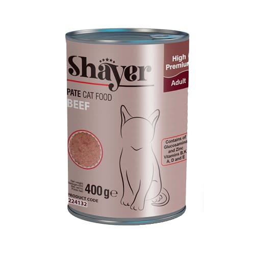 کنسرو گربه بالغ شایر پته گوشت گاو Shayer وزن 400 گرم