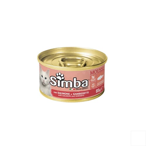 کنسرو گربه بالغ سیمبا موس ماهی سالمون و میگو Simba وزن 85 گرم