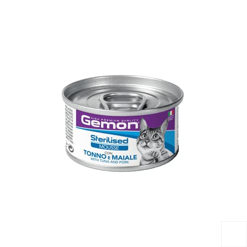 کنسرو گربه عقیم شده جمون موس ماهی تن و خوک Gemon وزن 85 گرم