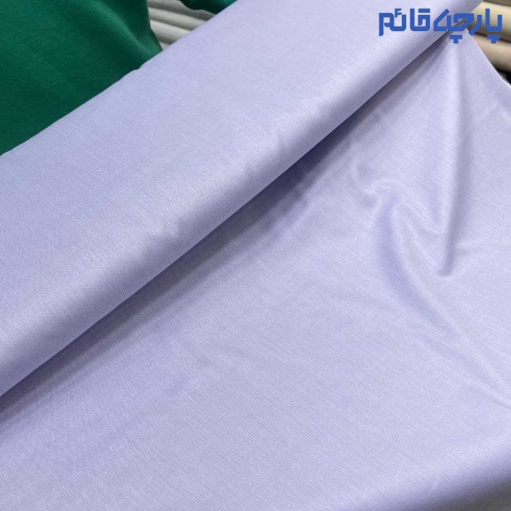 پارچه مردانه پیراهنی ساده تترون تایلندی بافت جناقی رنگ بنفش یاسی روشن کد 4635