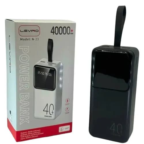 پاوربانک LEVINO N‑23 ظرفیت 40000mAh | 3 خروجی + نمایشگر LED