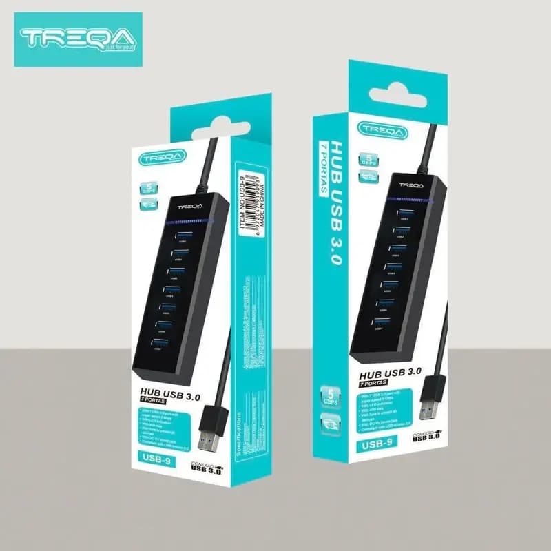 هاب 7 پورت USB 3.0 ترکا (TREQA) | افزایش درگاه یو اس بی با سرعت 5Gbps