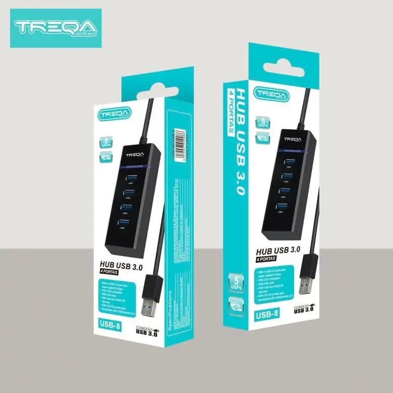 هاب 4 پورت USB 3.0 ترکا (TREQA) | افزایش درگاه یو اس بی با سرعت 5Gbps — تصویر ۲