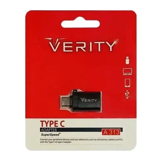 مبدل تایپ سی OTG وریتی مدل A313 | رابط USB 3.1 پرسرعت | Verity A313