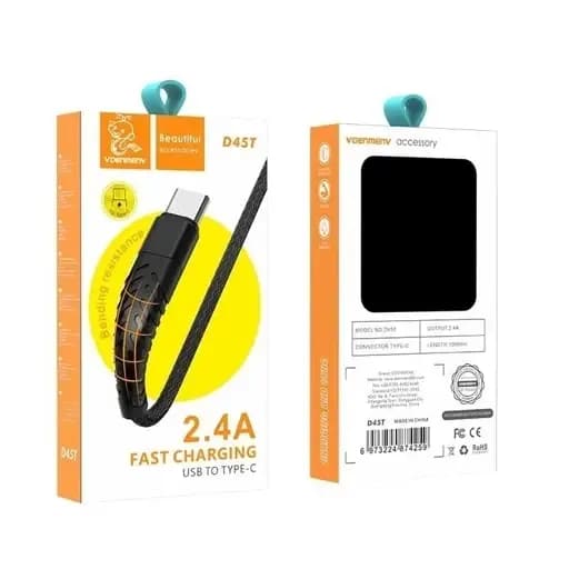 کابل شارژ تایپ سی دنمن مدل D45T | فست شارژ 2.4 آمپر | 1 متر — تصویر ۳