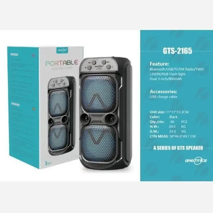 اسپیکر بلوتوثی GTS 2165 قابل حمل با نورپردازی RGB — تصویر ۲