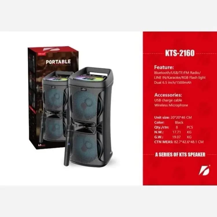 اسپیکر بلوتوثی KTS 2160 قابل حمل با میکروفون بیسیم