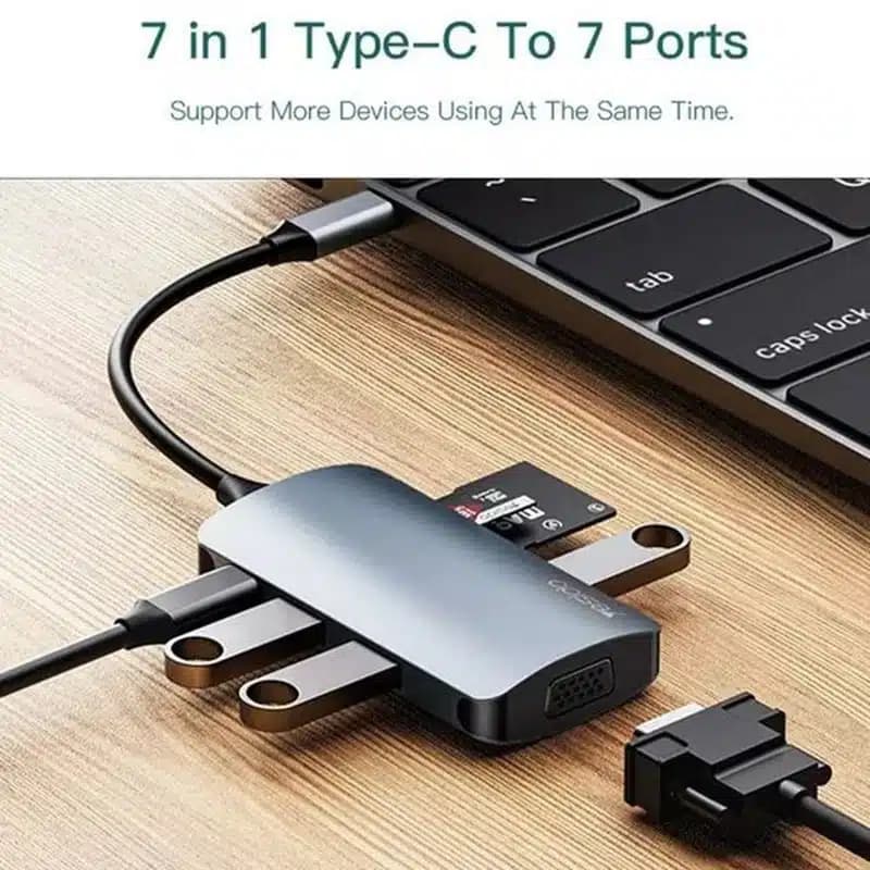 هاب 7 پورت USB-C یسیدو مدل HB16 — تصویر ۲