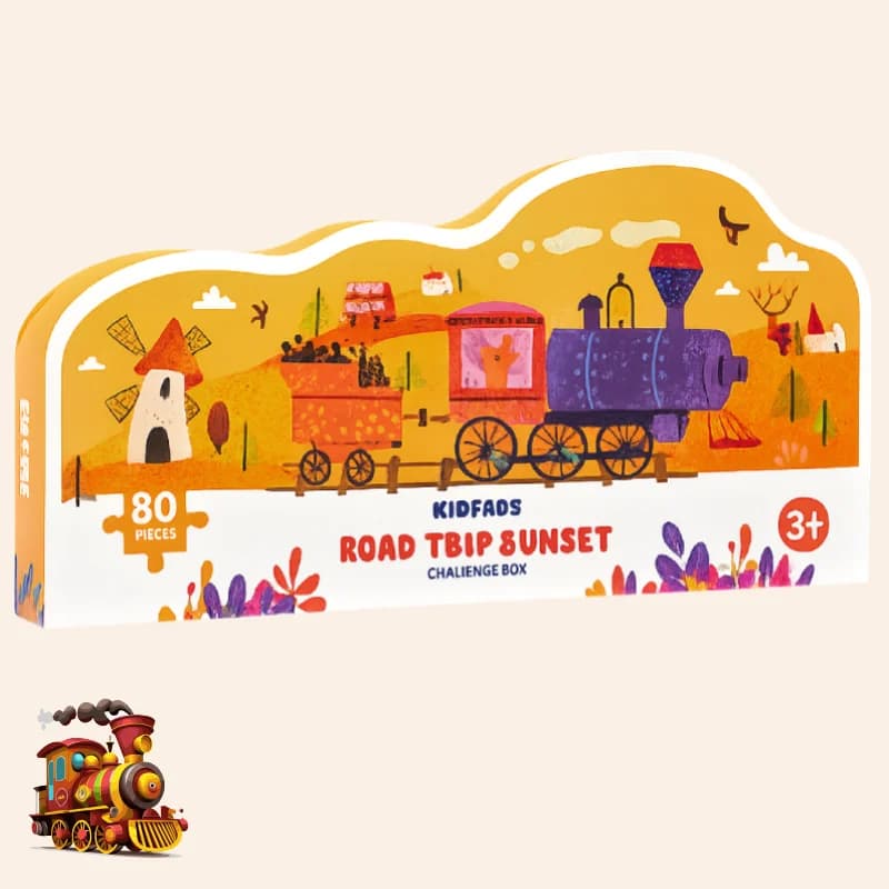پازل کودک 80 تکه مدل قطار KID FANS ROAD TRIP SUNSET کد KS2446