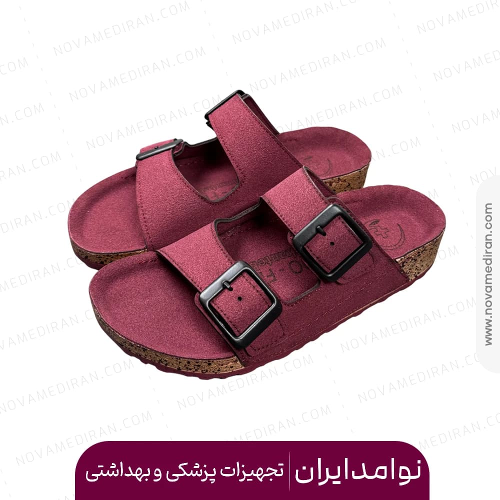 صندل طبی زنانه پاتکان طب مدل Rudo Flex رنگ زرشکی — تصویر ۲