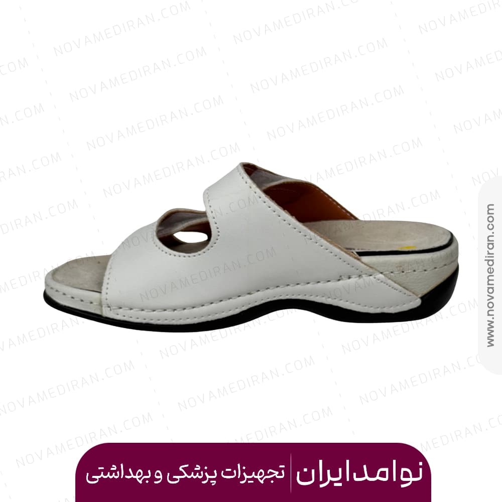 صندل طبی زنانه برند پاتکان طب کد ۱۵۵ رنگ سفید با کفی قابل تعویض — تصویر ۷