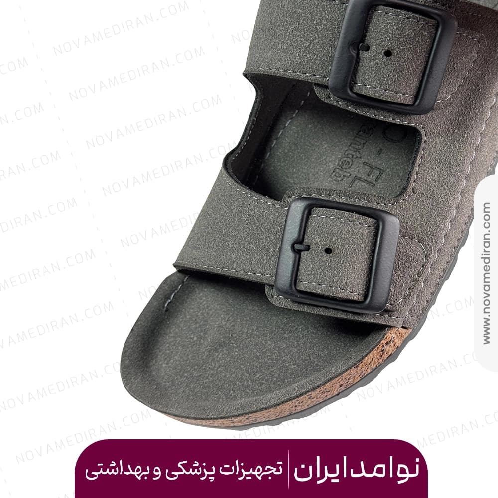 صندل طبی زنانه پاتکان طب مدل Rudo Flex رنگ طوسی — تصویر ۵