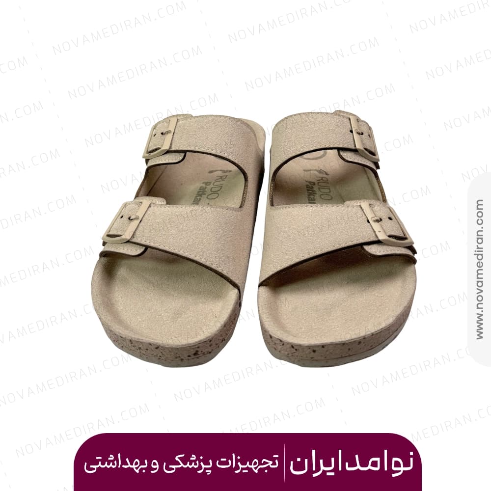 صندل طبی زنانه پاتکان طب مدل Rudo Flex رنگ کرم — تصویر ۲