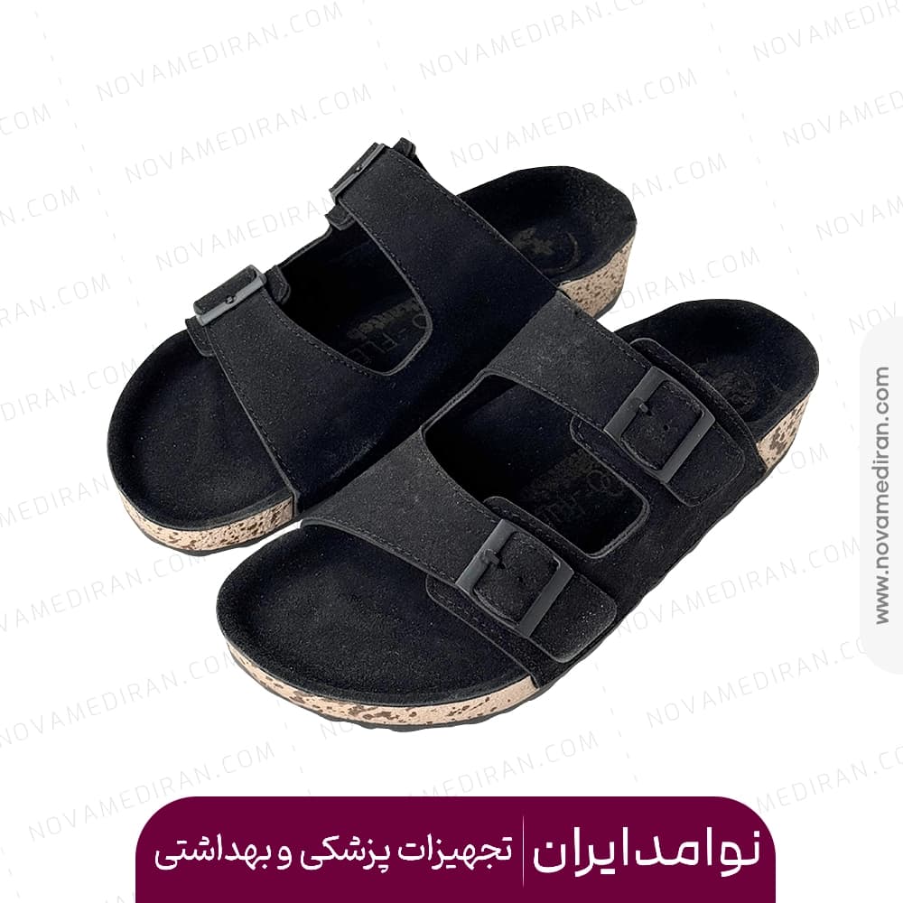 صندل طبی زنانه پاتکان طب مدل Rudo Flex رنگ مشکی — تصویر ۲