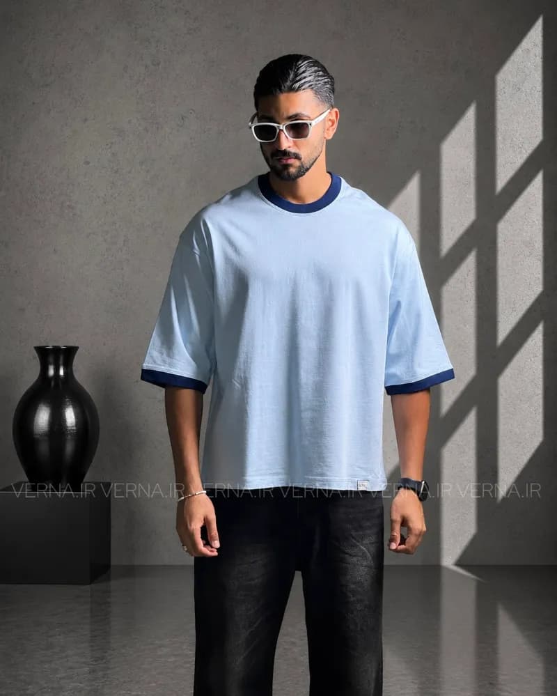 تیشرت ماکان مردانه یقه رنگی VR