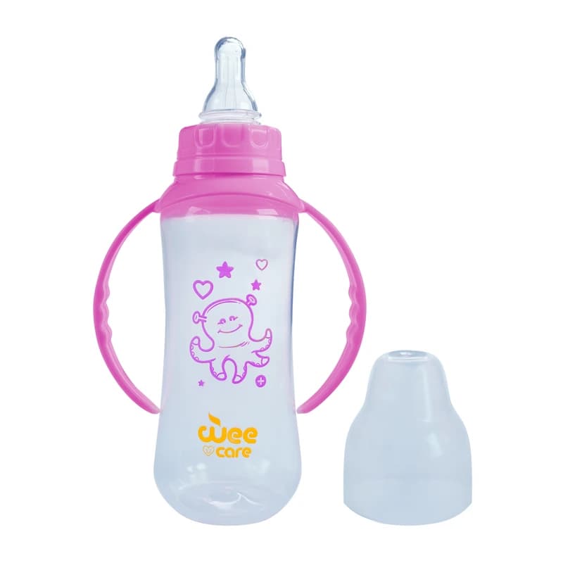 بطری شیر وی کر مدل پروپیلن دهانه استاندارد سرگرد دسته دار حجم 270 میلی لیتر (Wee Care-B316) — تصویر ۲