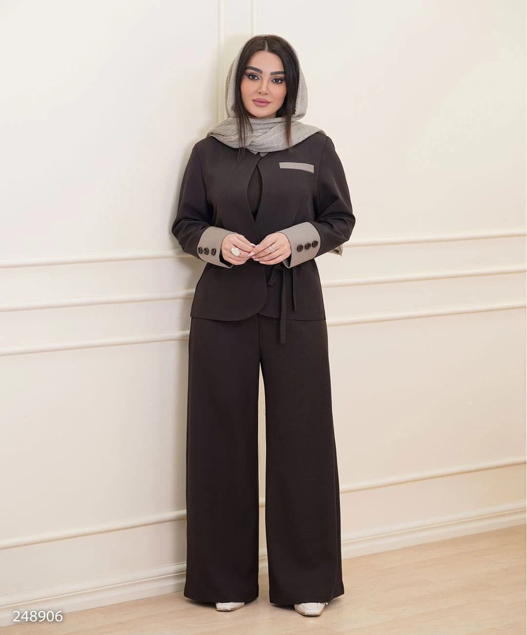 کت شلوار بغل زیپ جیب نما گاباردین مدل سارمین |کد:3057