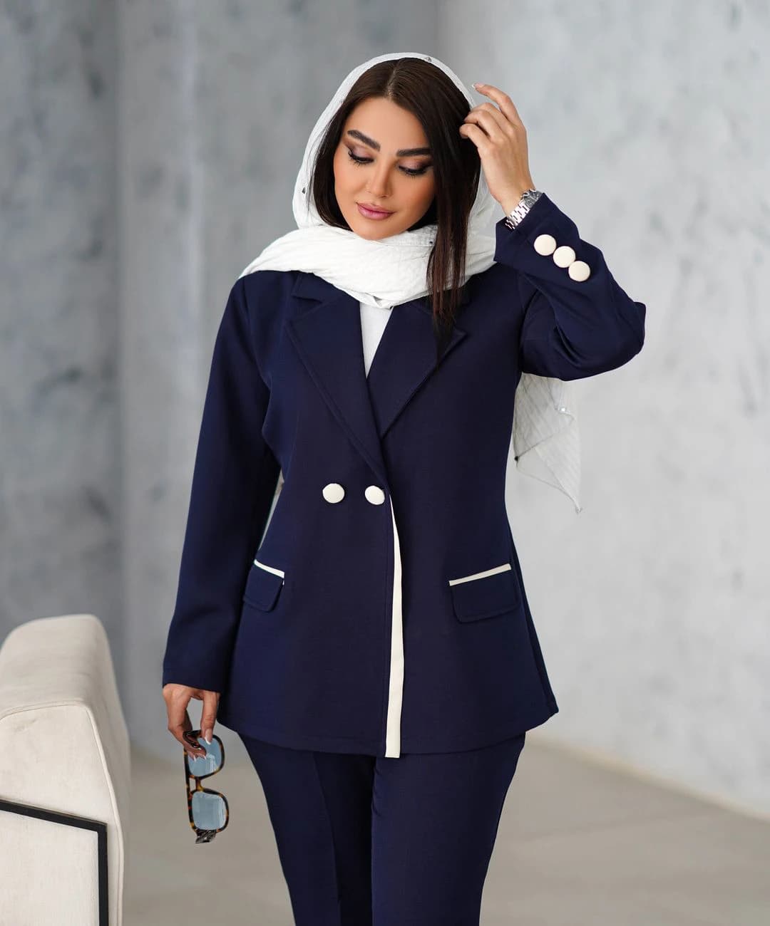 کت شلوار فری سایز مازراتی نخ دبل مدل ماها |کد:3050 — تصویر ۳