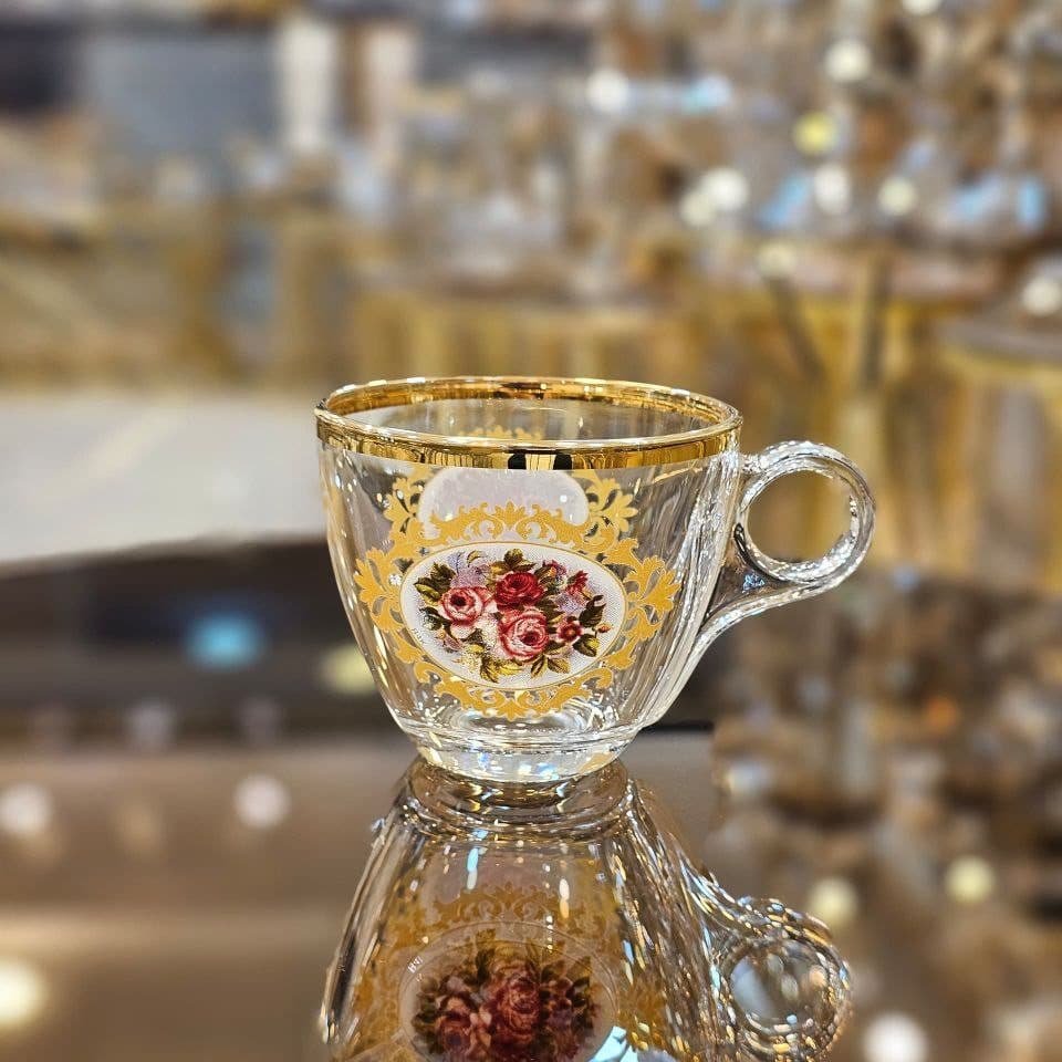 فنجان پذیرایی | فنجان چری رز لب طلا کد 56