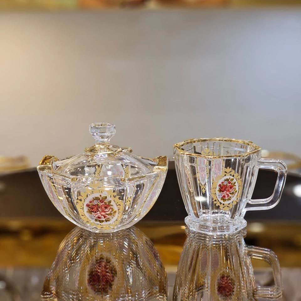 فنجان پذیرایی | فنجان استیج لب طلا گل رز کد 13 — تصویر ۴