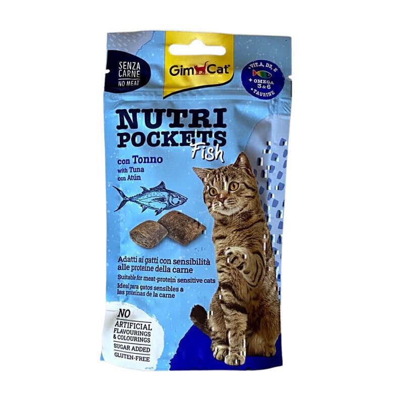 کرانچی گربه جیم کت Nutri Pockets Tuna Fish طعم ماهی تن و قزل آلا وزن 60 گرم