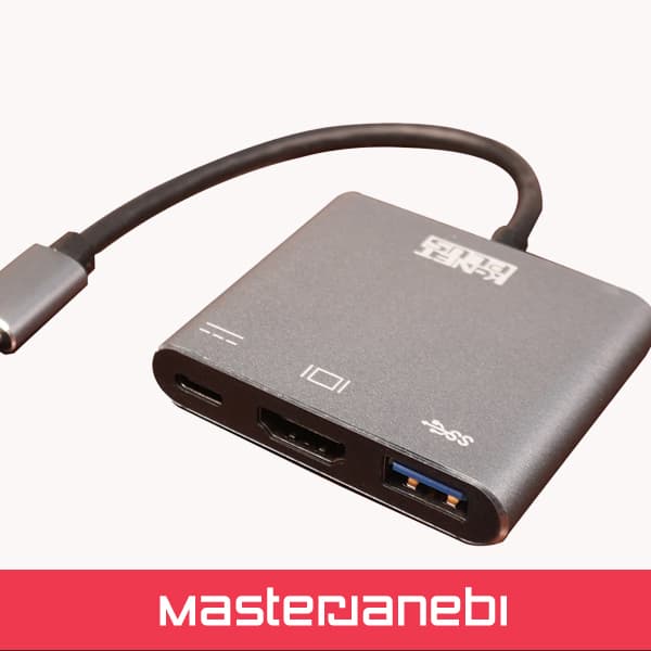 تبدیل Type C به HDMI و USB 3.0 کی نت پلاس KP-S1 — تصویر ۴