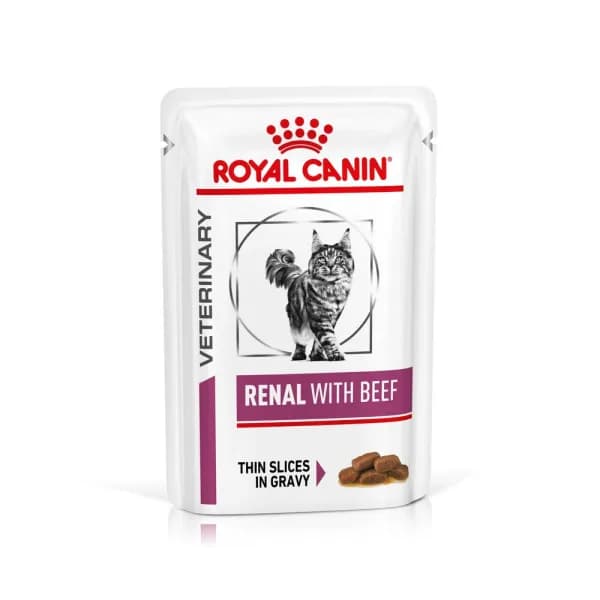 پوچ گربه رویال کنین Renal Beef وزن 85 گرم