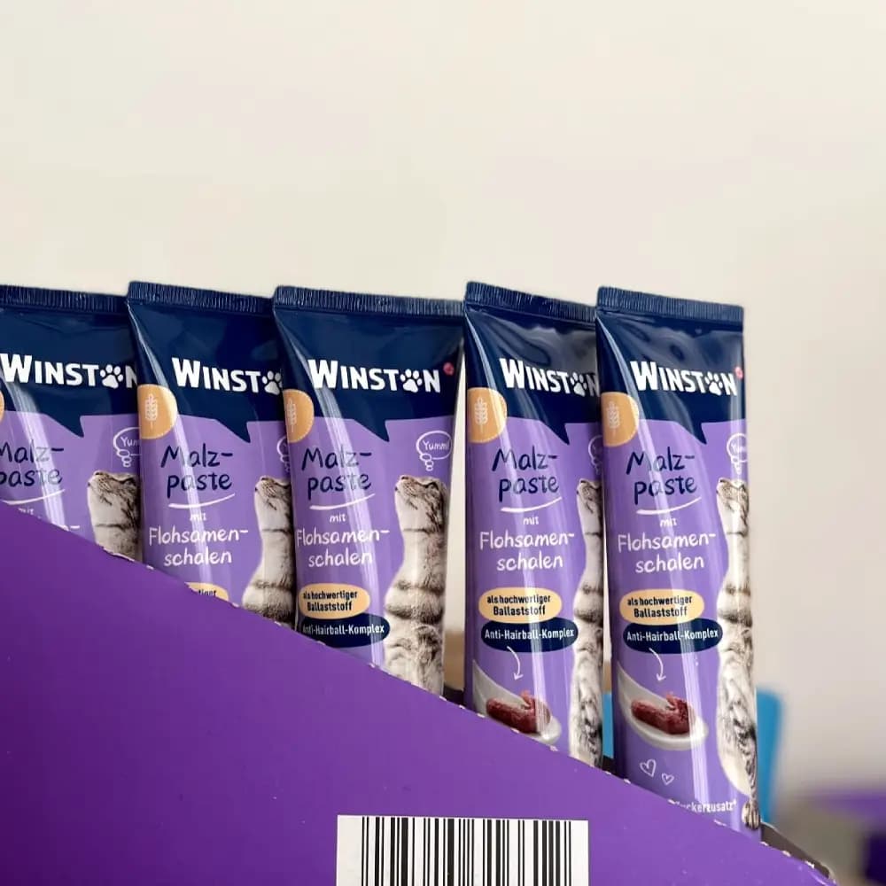 خمیر مالت گربه وینستون Malt paste mit Flohsamenschalen وزن 100 گرم — تصویر ۲