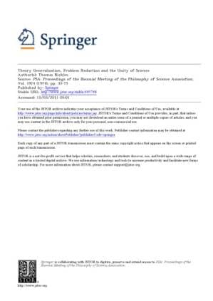 دانلود کتاب Theory Generalization, Problem Reduction and the Unity of Science