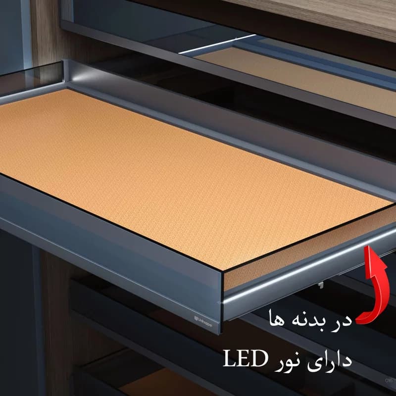 طبقه کشویی چرم با بدنه LED یونی هوپر مدل WS4159.TBU — تصویر ۶