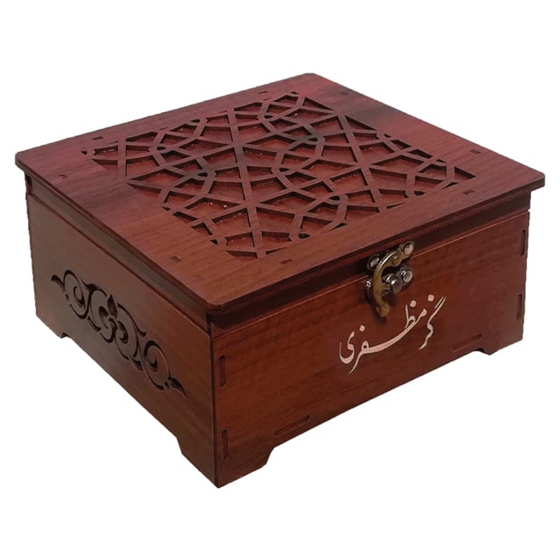گز مظفری لقمه بیدمشکی ۴۰ درصد پسته ۴۰۰ گرمی جعبه چوبی صندوقی