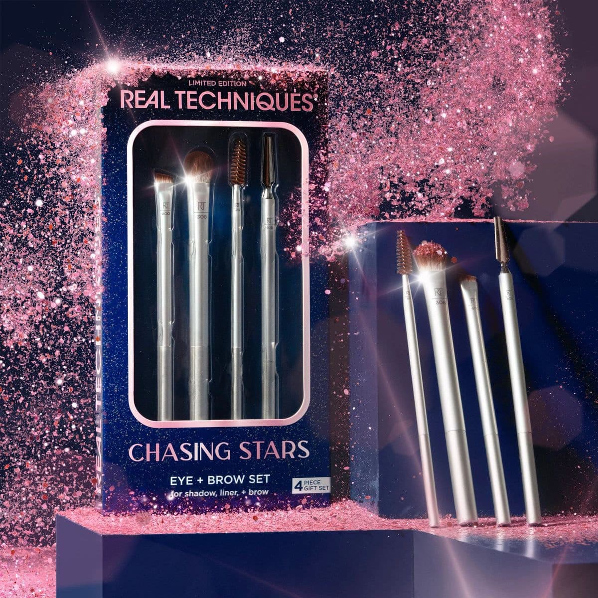 ست براش چشم و ابرو ریل تکنیک Real Techniques Chasing Stars Eye + Brow Brush Set