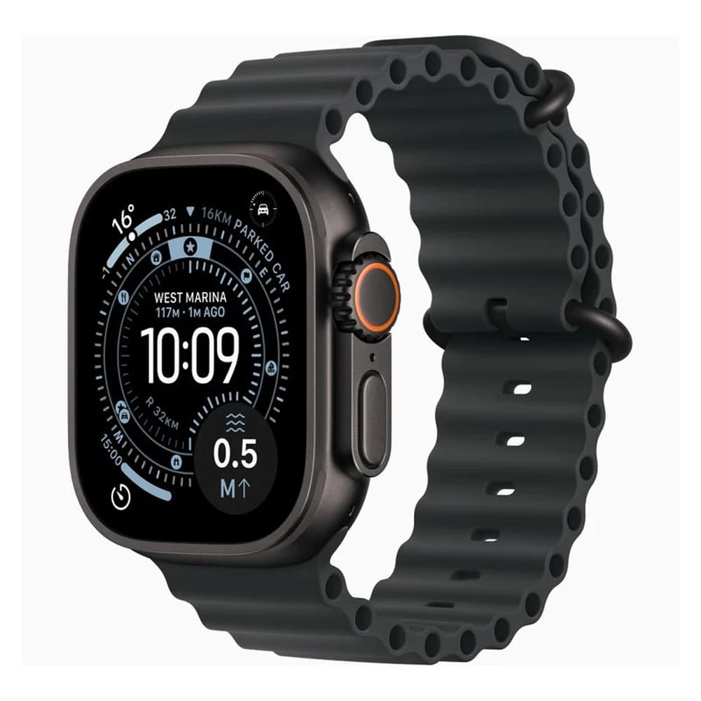 ساعت هوشمند ۴۹ میلیمتری اپل مدل Ultra 3 با بدنه تیتانیومی مشکی و بند Ocean — تصویر ۴