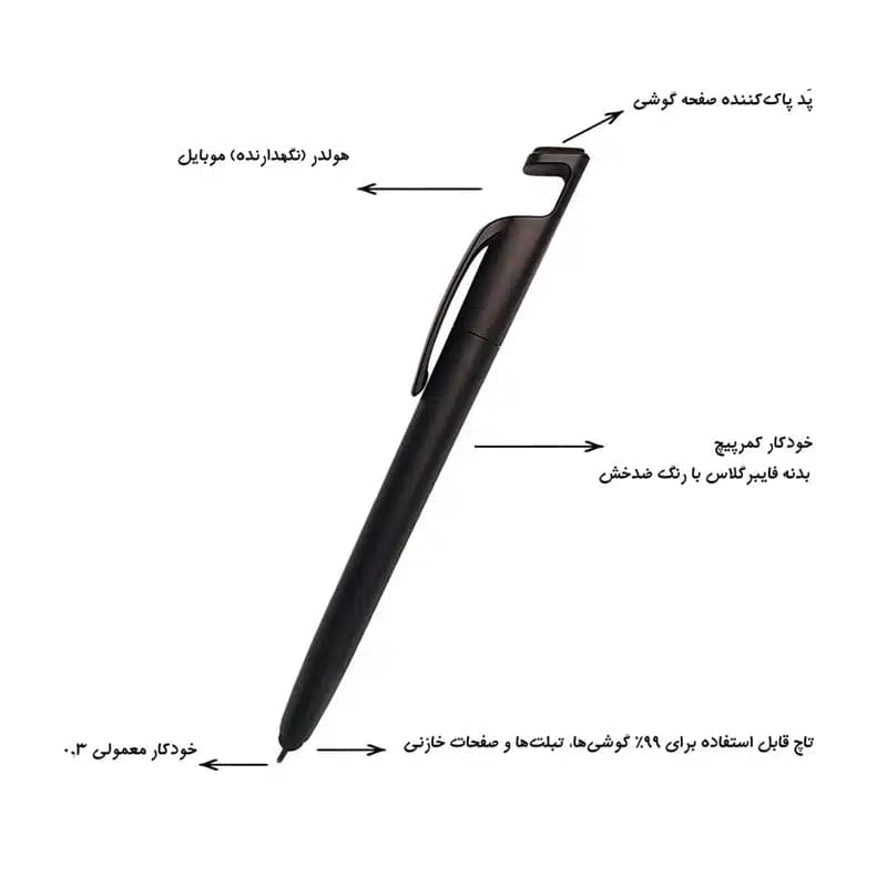 قلم لمسی و پایه نگهدارنده موبایل مدل SK — تصویر ۳