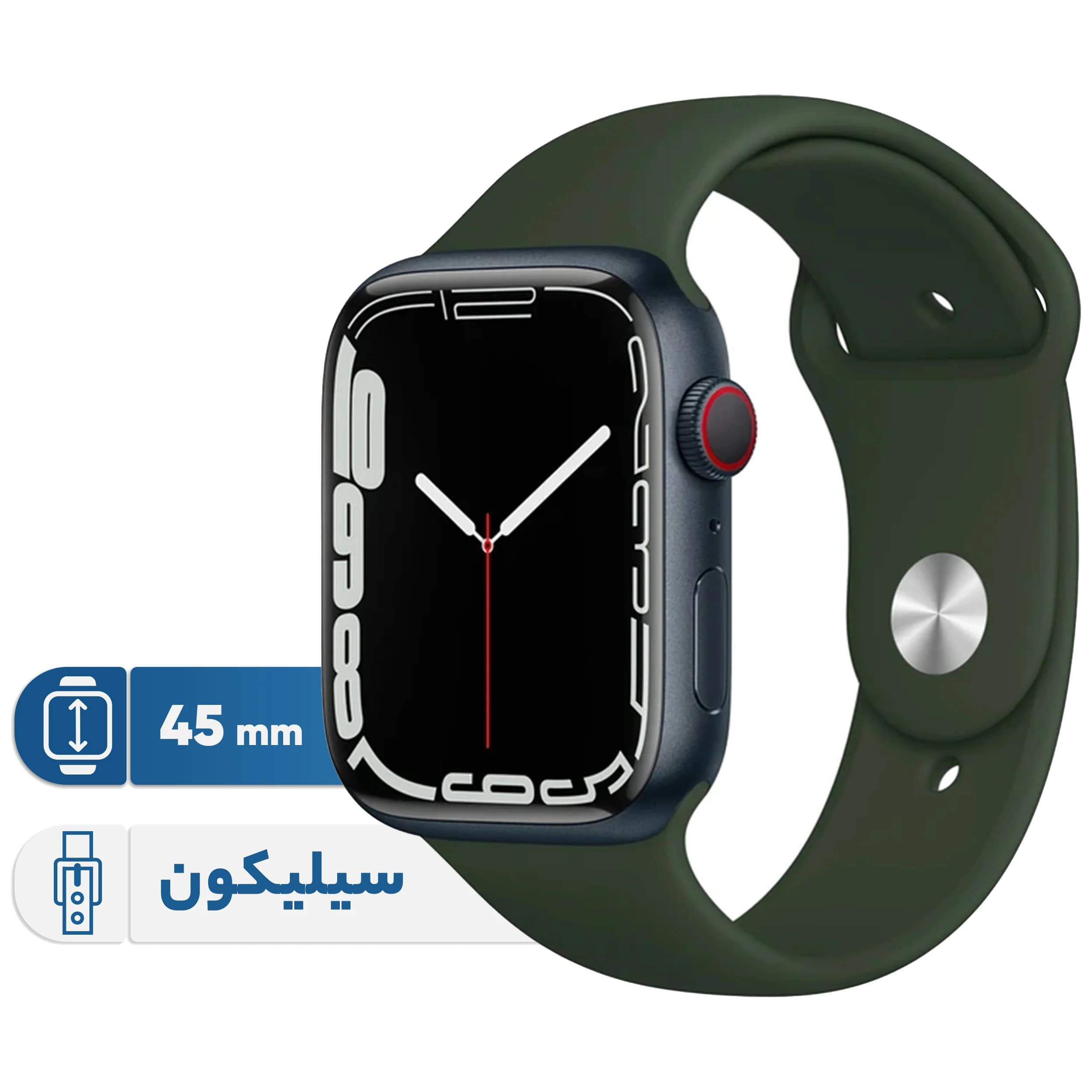 ساعت هوشمند اپل واچ سری ۷ مدل ۴۵ میلی‌متری با بدنه آلومینیومی و بند سیلیکونی اسپرت