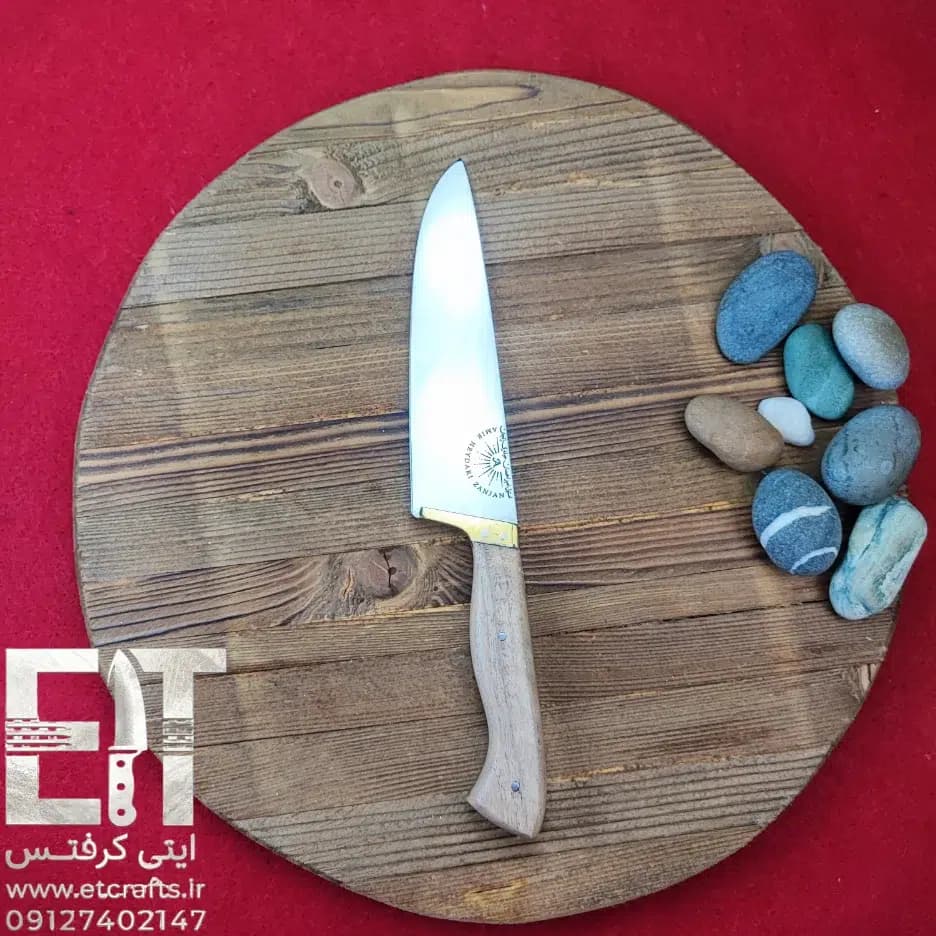 چاقو راسته بری و سلاخی استیل امیر احسان حیدری دست ساز زنجان در 5 سایز (دسته چوب گردو) — تصویر ۴