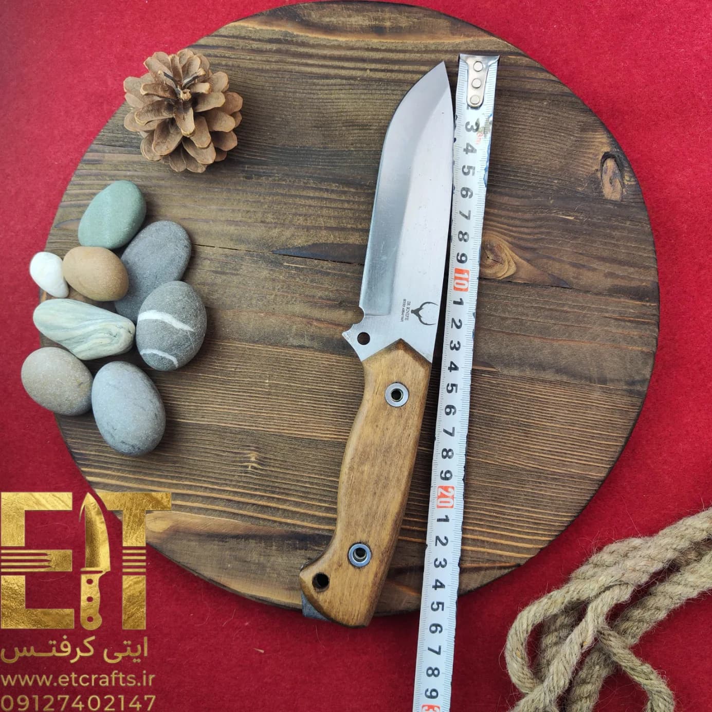 چاقوی بوشکرفت ایران نایف مدل BK2 (فولاد 80CRV2 دو پخ استاد وفی دست ساز زنجان) — تصویر ۴