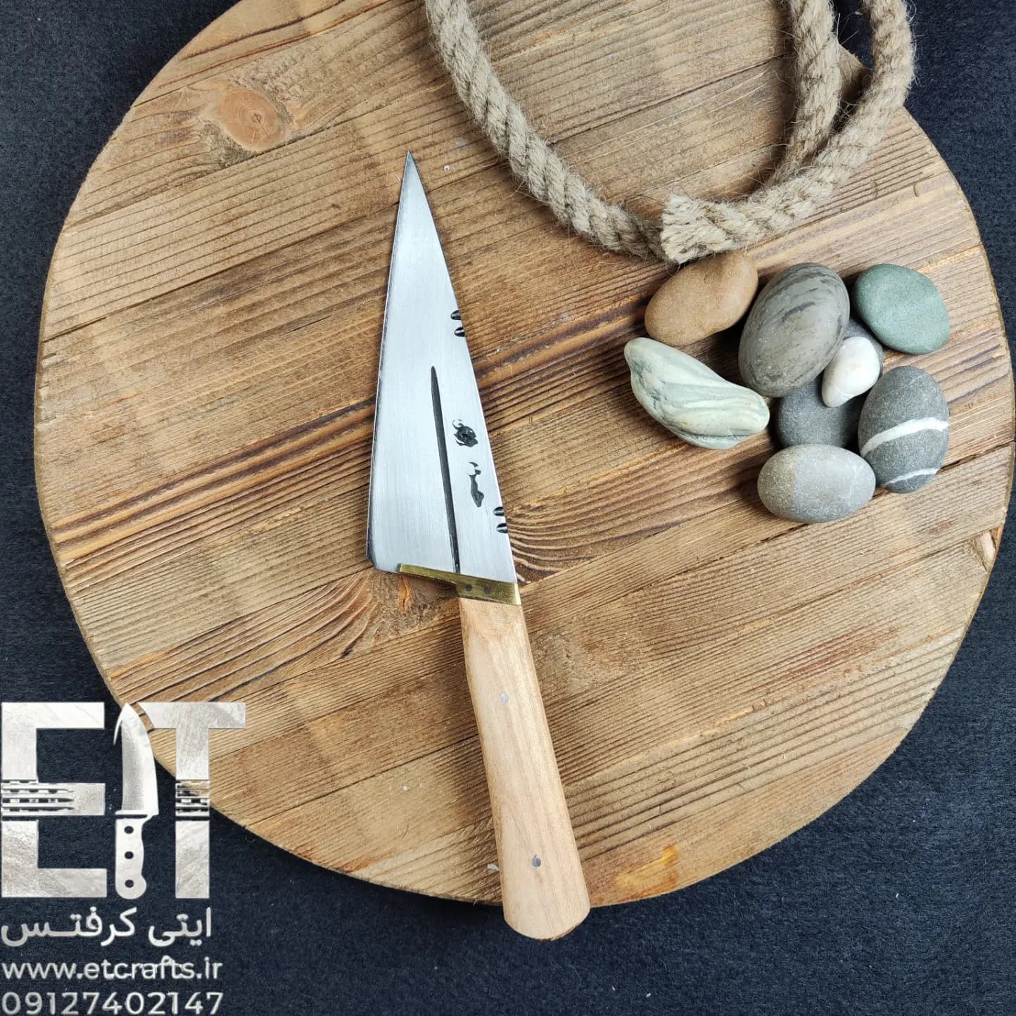 ست ۴ عددی چاقوی قصابی و سرآشپز حسین زنجان دست ساز (فولاد 80CRV2 و چوب گردو) — تصویر ۳