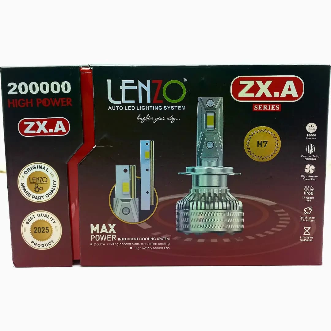 لامپ هدلایت خودرو لنزو مدل ZXA 6000K پایه H7 بسته دو عددی — تصویر ۶