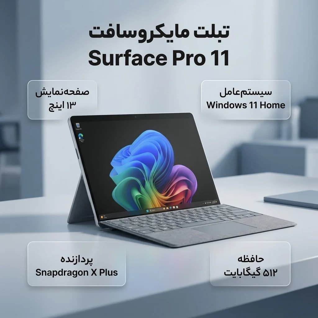 تبلت ۱۳ اینچی مایکروسافت Surface Pro 11 با پردازنده Snapdragon X Plus و رم ۱۶ گیگابایت — تصویر ۲