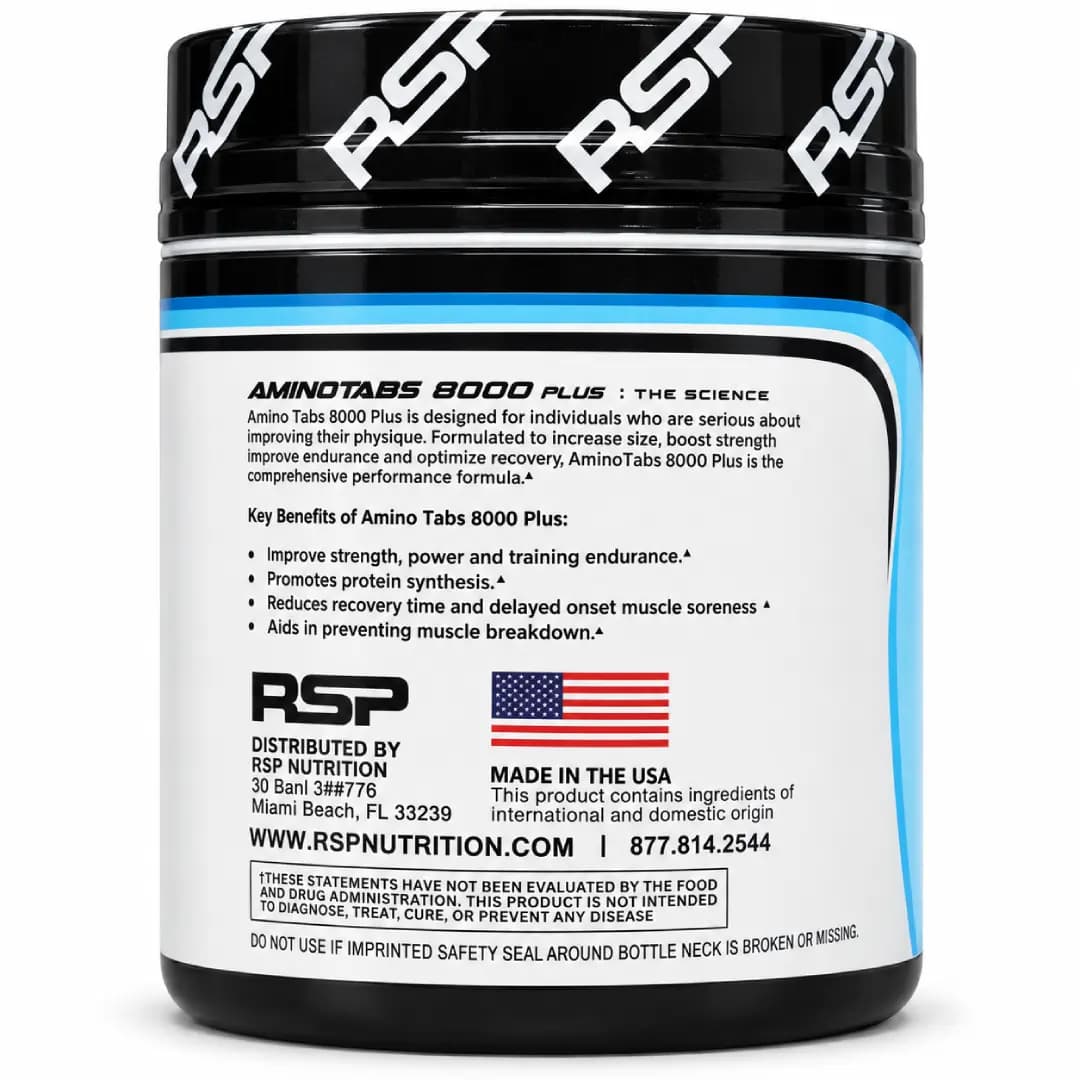 آمینو ۸۰۰۰ پلاس RSP Nutrition AminoTabs 8000 Plus بسته ۳۲۵ عددی — تصویر ۴
