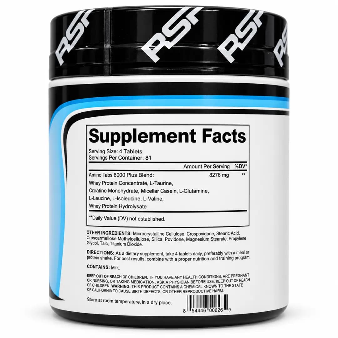 آمینو ۸۰۰۰ پلاس RSP Nutrition AminoTabs 8000 Plus بسته ۳۲۵ عددی — تصویر ۳