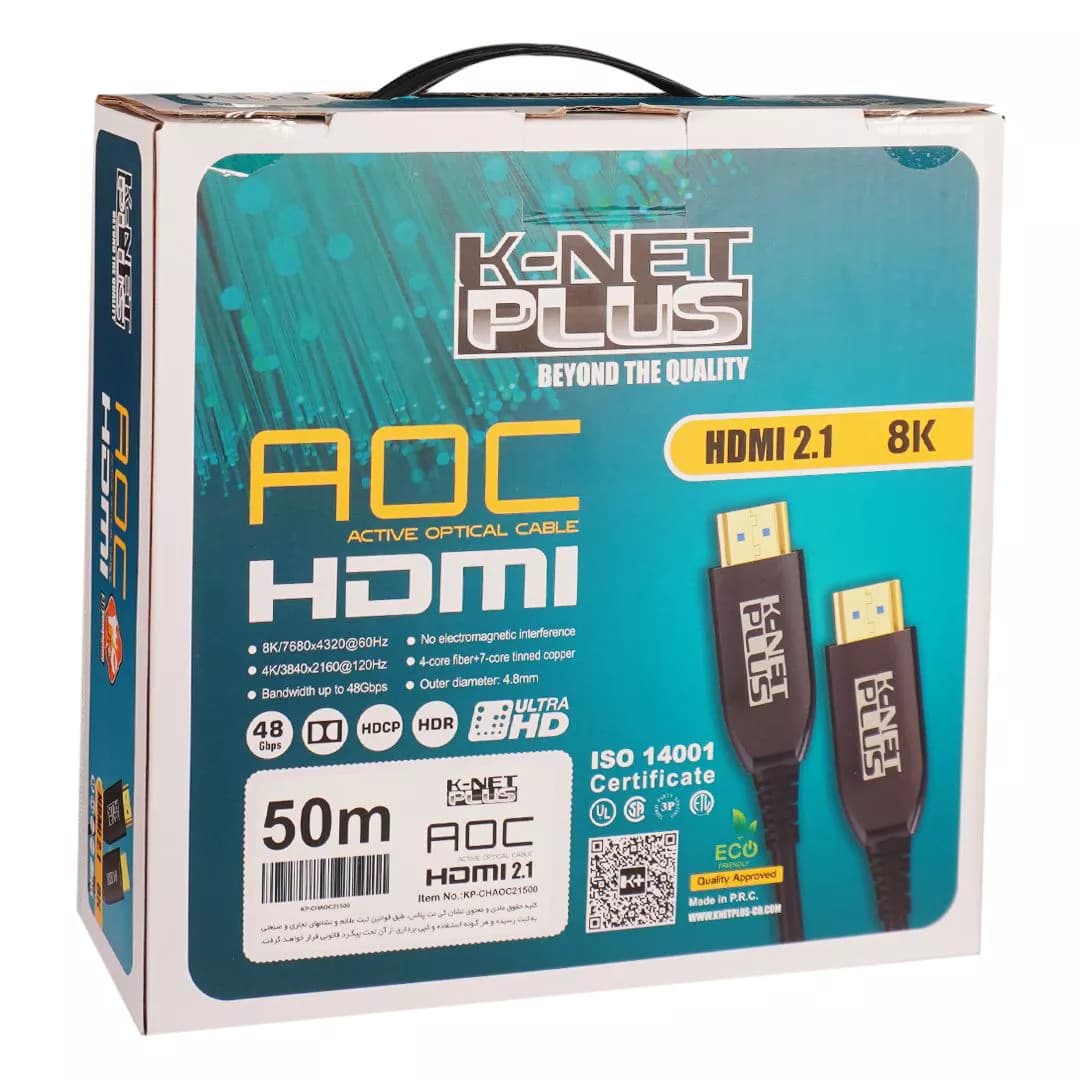 کابل 2.1 HDMI فیبر نوری کی نت پلاس 50 متری KP-A163 — تصویر ۵