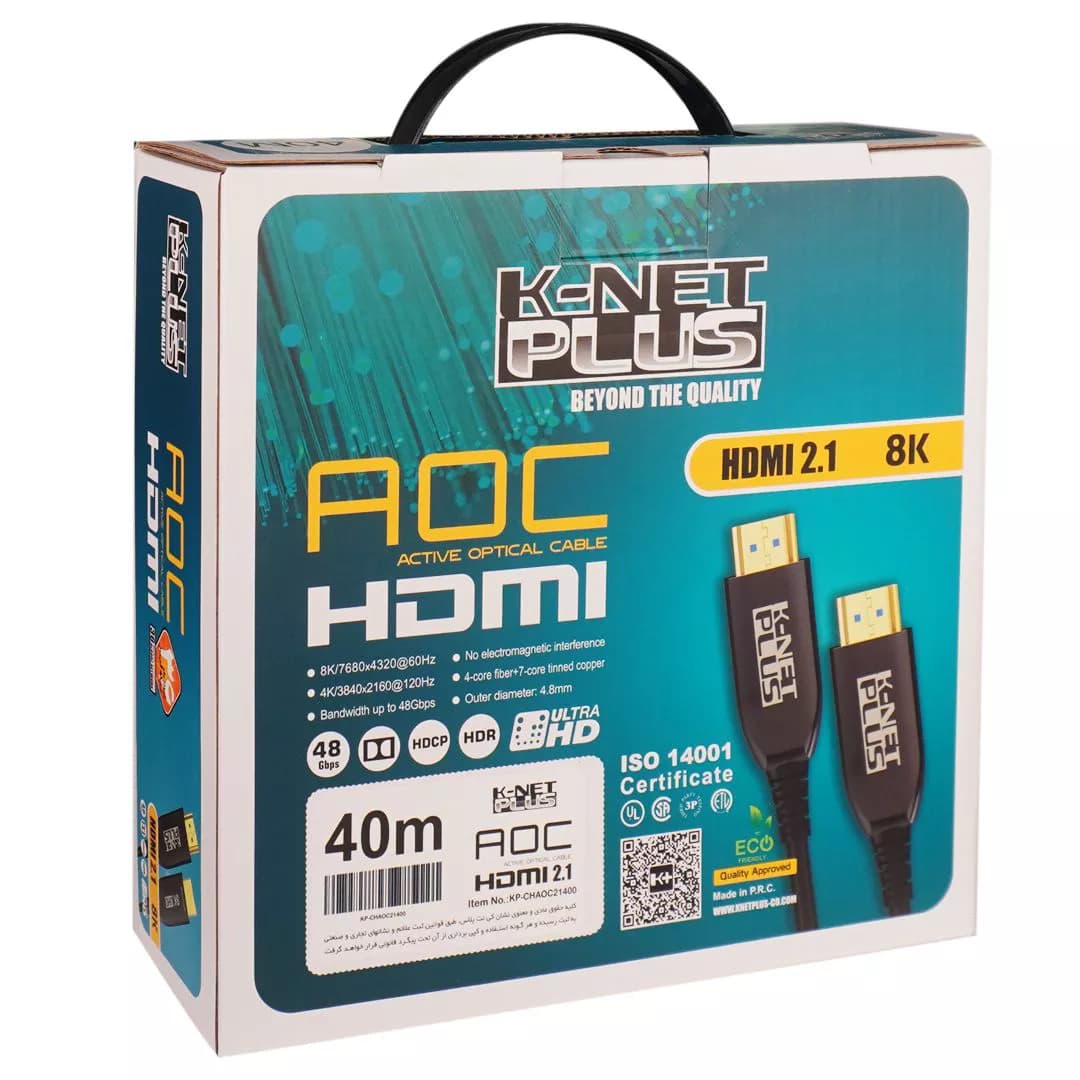 کابل 2.1 HDMI فیبر نوری کی نت پلاس 40 متری KP-A162 — تصویر ۴